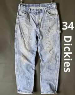 ペンキ飛び×色落ち×くすみ汚れ W34 Dickies デニムペインターパンツのサムネイル