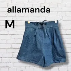 アラマンダ　デニムショートパンツ Mサイズ レースアップ　カジュアルのサムネイル