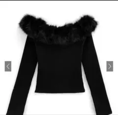 GRL グレイル　2Way ファーオフショルダーリブニット トップス　ブラック