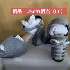 LL 25cm 歩きやすい 厚底 ストラップサンダル 太ヒール グレー
