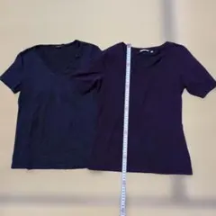 COMME CA ISM ＆ユニクロ半袖Tシャツ 2枚セット ネイビー パープル