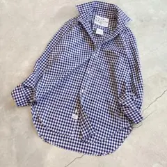 美品✨フランク&アイリーン　バリー　ギンガムチェック　ネイビー　コットン　長袖