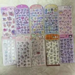 キティマイメロクロミおはじきシール　ぷくっとシールコットンパフシール１０枚SET