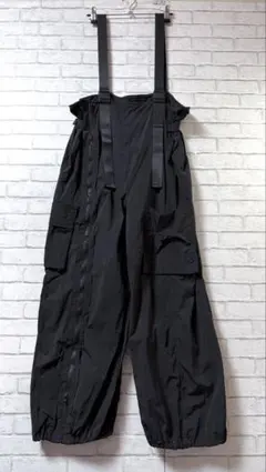 新品【シキ/SH_KI】カーゴ風ナイロンサロペットF ジッパー肩紐調節可能