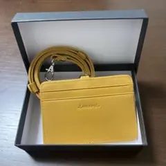 パスケース ストラップ付き キャメルブラウン IDケース 携帯用 横型