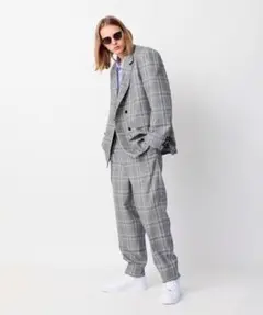 モンキータイム　グレンチェックダブルジャケット　、パンツ　セットアップ　Sサイズ