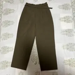 オリーブグリーン スラックス ウエストベルト付き　匿名配送
