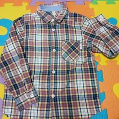 Samansa Mos2 キッズチェック柄長袖シャツ 120cm