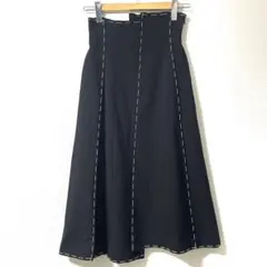 美品 アメリ ハンドステッチ アシンメトリー フレアスカート S 黒 ロングのサムネイル