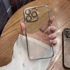 iPhoneケース　　クリア　ラメ入り　軽量　シルバー　iPhone13pro