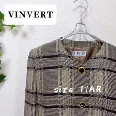 VINVERT チェック柄 ノーカラージャケット 11AR