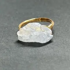 WR769G 天然石 パワーストーン ワイヤーリング セレスタイト ラフロック