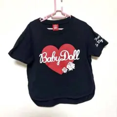 BABYDOLL Tシャツ 130 ブラック 半袖 ハートロゴ キッズ