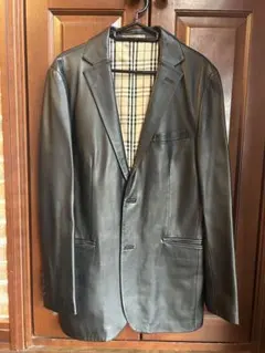 BURBERRY BLACK LABEL 黒 レザー テーラードジャケット