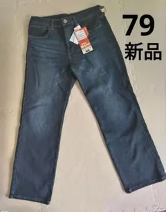 新品　しまむら　ファイバーヒート　裏地あったかパンツ　デニム　ストレート　79