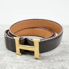 HERMES ブラウン レザーベルト H型バックル - メルカリ