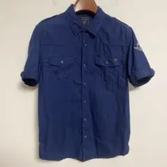 GUESS ネイビー 半袖ワークシャツ L