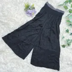 Gabardine K.T ギャバジンKT ワイドパンツ黒 リブウエストゆったり