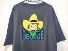 おさるのジョージ Tシャツ　半袖　サガラ　刺繍 大きいサイズ　ゆったり