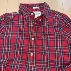 アバクロ　チェック　ネルシャツ　赤　S