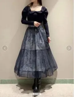 プリーツシフォンレイヤードプリントスカート　スナイデル