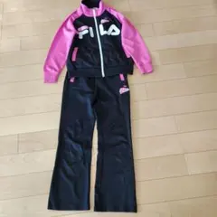 女の子　FILA ジャージセット 　黒/ピンク 140cm