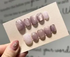 マグネットとミラーのシンプルニュアンスネイル　パープル