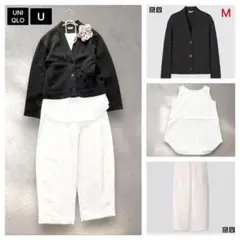 M【UNIQLO U】3点 セット セレモニー 入卒業式 ママフォーマル 白／黒