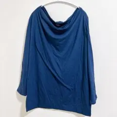 美品 SHOP BASIC 【XL】大きいサイズ ドルマンカットソー ネイビー