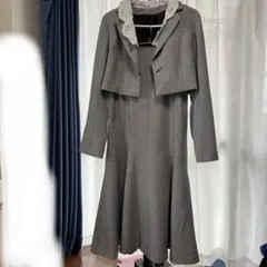 チェック柄スーツドレス レース襟付き