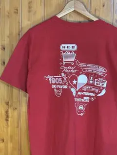 00s USA古着　限定デザイン企業TシャツH-E-B グラフィック Tレッド