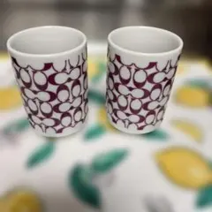 コーチ紫色パターン 湯飲み 2個セット