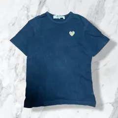 プレイコムデギャルソン 半袖Tシャツ ブラック ミニ金ハートワッペン XL