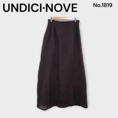 UNDICI・NOVE ブラウン ロングスカート　加工　白ステッチ　Aラインのサムネイル