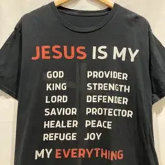 US古着 ジーザス メッセージ Tシャツ ブラック 黒 十字架 クリスチャン