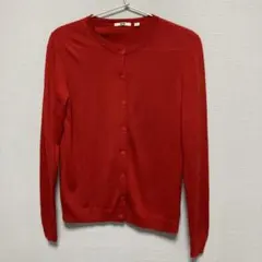 [ほぼ新品] ユニクロ メリノクルーネックカーディガン S 赤