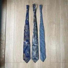 青系抽象デザインネクタイ3本セット