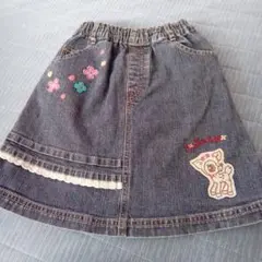 502）ティンカーベル　デニムスカート 花柄刺繍付き