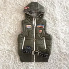 00s y2k ワッペン　総柄　ドローコード　ダウンベスト　平成ギャル　海外