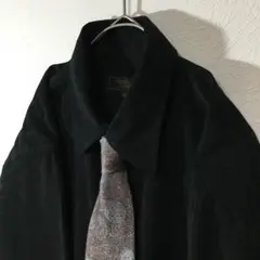 【個性派古着】長袖シャツ&ネクタイのセット売り　ペイズリー柄　光沢あり　M