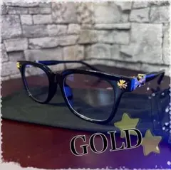 ＊大人気＊ クロスデザイン 伊達メガネ ブルーライトカット [ゴールド]