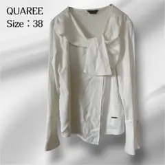 QUAREE ホワイト リボンデザイン 長袖カットソー 38 M (シミあり)