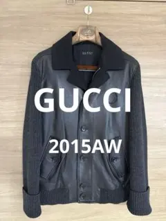 GUCCI 異素材MIXレザーウールアクリルボンバージャケットのサムネイル