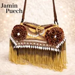 未使用級✨ ジャマン ピュエッシュ ビーズ 刺繍 フリンジ ショルダーバッグ 花