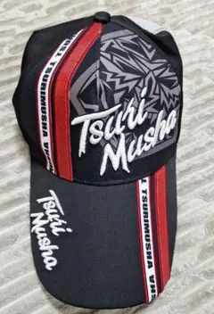 TsuriMusha 釣武者 メッシュキャップ 黒/赤のサムネイル