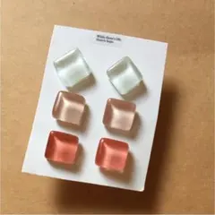 ガラスタイルピアス三点セット＊(ピンク系)