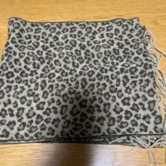 THEORIA ヒョウ柄 マフラー フリンジ付き