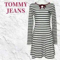 ✨タグ付き新品✨トミージーンズ ボーダー フレアワンピース リボン付き 長袖 S