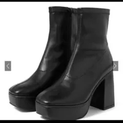 GRL スクエアトゥチャンキーヒールレザーブーツ 厚底❣️