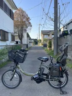 オリーブグリーン 電動アシスト自転車 前カゴ付き - メルカリ